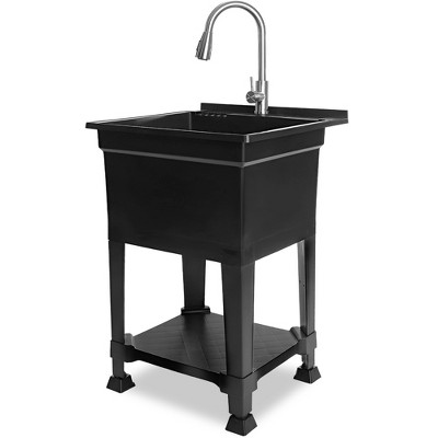 UTILITYSINKS Plastic Freestanding Compact Utility Tub Sink for Workshop, Laundry Room, Garage, Greenhouse & Pet Wash Station