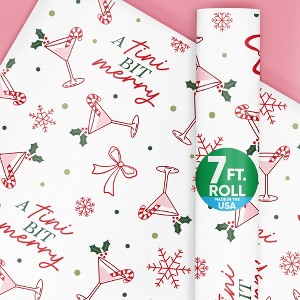 Big Dot of Happiness A Tini Bit Merry Martini Wrapping Paper, Christmas Cocktail Party Gift Paper, Candy Cane Martini Gift Wrap, 24 in x 7 feet 1 Roll - 1 of 4