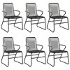 vidaXL 7 Piece Outdoor Patio Dining Set - Black PVC Rattan Finish and Tempered Glass Table Top - Powder-Coated Steel Frame - 6 Chairs Included - 4 of 4