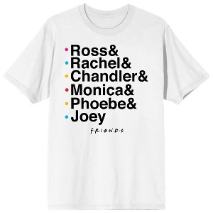 Friends TV Show Character Names Men's White T-shirt - 1 of 1