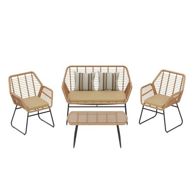 WestinTrends 4-Piece Wicker Outdoor Patio Conversation Set