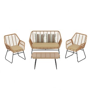 WestinTrends 4-Piece Wicker Outdoor Patio Conversation Set - 1 of 4