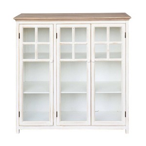Storied Home Wood 42" Tall Decorative Storage Cabinet Off-White - 1 of 4