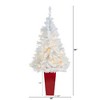 Nearly Natural 4.5-ft White Artificial Christmas Tree with 100 Clear LED Lights in Red Planter - 2 of 4