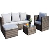 Sapphtopaz Patio Furniture Set Wicker Sectional Conversation Chairs with Cushions Coffee Table with Glass Table Top for Terrace, Garden - 2 of 4