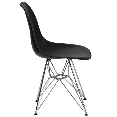 Modern Black Plastic Accent Chair with Chrome Geometric Base