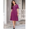 INSPIRE CHIC Women's Tweed Trim Pockets V Neck Short Sleeve A-Line Midi Dresses - 2 of 4