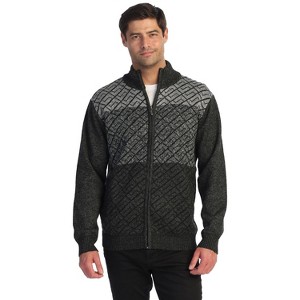 Gioberti Men's Full Zip Block Design Cardigan Sweater With Soft Brushed Flannel Lining - 1 of 4