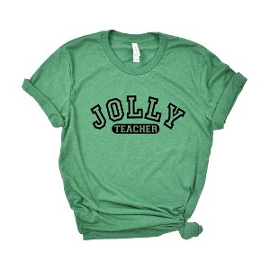 Simply Sage Market Women's Jolly Teacher Varsity Short Sleeve Graphic Tee - 1 of 4