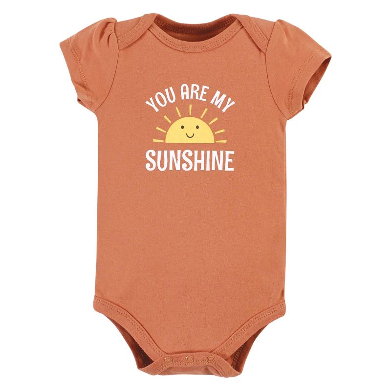 Hudson Baby Infant Girl Cotton Bodysuits, Sunshine Rainbows, 5 of 6