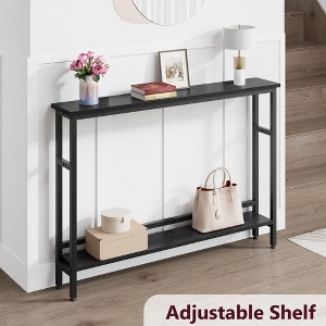 Jojoka 5.9" Narrow Sofa Table, 2 Tier Skinny Console Table with Adjustable Shelf, Slim Behind Couch Table for Living Room, - 1 of 4