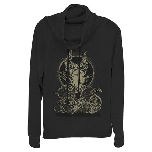 Juniors Womens Sleeping Beauty Maleficent Twisted Queen Cowl Neck Sweatshirt - 1 of 3
