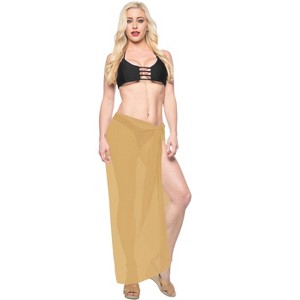 LA LEELA Women's Swimwear Holiday Bathing Suit Sarong Beachwear Summer Vacation Pareo Beach Wraps One Size Beige G177 - 1 of 4