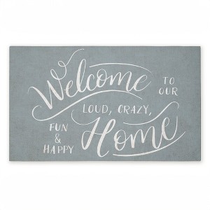 Stupell Industries Loud Crazy Fun Happy Welcome Printed Outdoor Door Mat, design by Caroline Alfreds, 18"x30" - 1 of 4