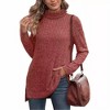 Coolmee Women's Tunic Tops Turtleneck Long Sleeve Shirts Oversized Fall Sweaters Side Split High Low Hemline - 2 of 4