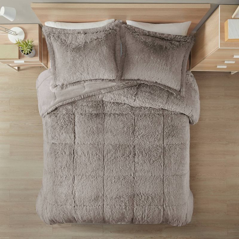  Intelligent Design Leena Shaggy Long Faux Fur Comforter Mini Set, 1 of 16