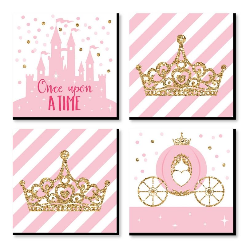 Big Dot of Happiness Little Princess Crown - Kids Room, Nursery Decor & Home Decor - 11 x 11 inches Nursery Wall Art - Set of 4 Prints for baby's room, 1 of 9