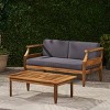 2-Piece All-Weather Wood Patio Conversation Set with Cushions, Loveseat and Coffee Table for Outdoor Deck or Small Backyard-The Pop Home - 3 of 4