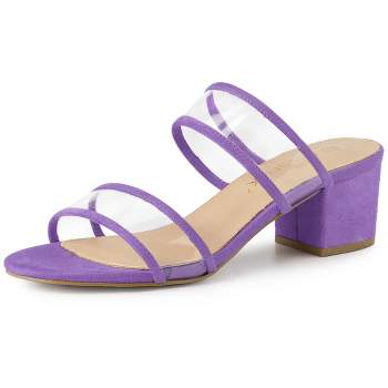 Allegra K Women's Clear Strap Block Heel Slide Sandals