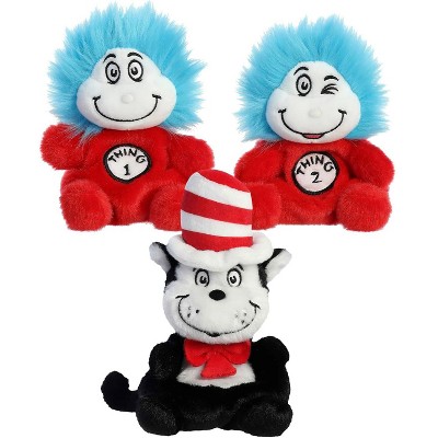 Aurora Cat in the Hat, Thing 1 & Thing 2 Palm Pals, 5", 3‑Pack Plush