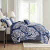 Sapphtopaz 6 Piece Full/Queen Comforter Set Bedding Set Damask Plant Print Pattern with Solid Color Back Reversible Cotton Quilt Set - 4 of 4