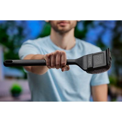 Black Plastic Steam Clean BBQ Grill Brush with Scraper