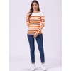 INSPIRE CHIC Women's Color Block Round Neck Long Sleeves Striped Basic T-Shirt - 3 of 4
