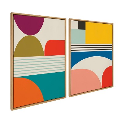 Colorful Abstract Mid-Century Modern Canvas Wall Art Set
