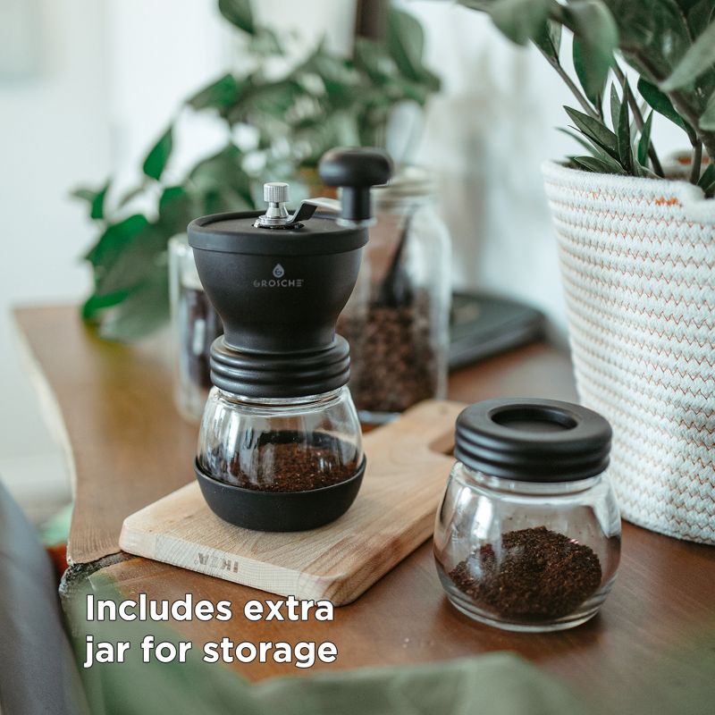 GROSCHE BREMEN Manual Ceramic Conical Burr Coffee Grinder, Spice & Coffee Grinder with Glass Storage Jar, 3 of 14