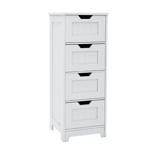 TiramisuBest White freestanding floor storage cabinet with adjustable shelves, 4 drawers and 1 door - 1 of 4