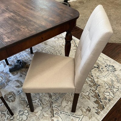 Chic Beige Faux Leather Parsons Side Chair with Grid-Tufting