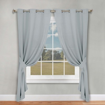 Classic Modern Solid Room Darkening Semi-Blackout Curtains, Grommets, Set of 2 by Blue Nile Mills