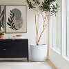 LuxenHome 17.3-Inch Round White Stripes MgO Planter - 4 of 4