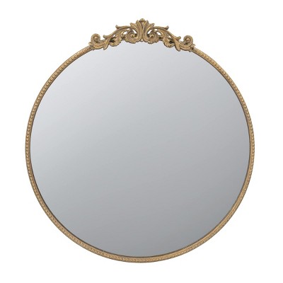 GlasFlength Decorative Wall Mirrors Baroque Inspired Full Length Mirror with Ornate Frame for Bathroom Living Room, Gold, 30"*1.5"*32"