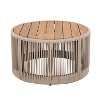 NicBex Acacia Wood Outdoor Round Coffee Table with Woven Rope Accent,Patio Table Balcony Furniture for Garden,Yard,Weather Durability - 3 of 4