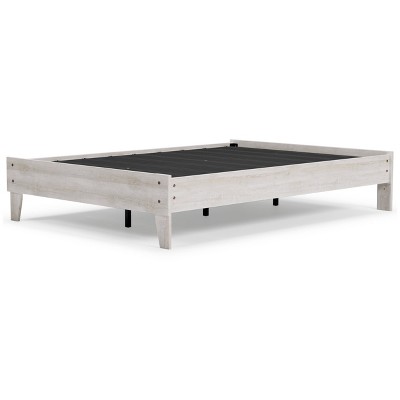 Whitewash Chic Full Platform Bed with Storage Drawer