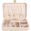 PU Leather Travel Jewelry Case, Portable Organizer with Storage for Rings, Earrings, Necklaces & Bracelets, Apricot - 2 of 4