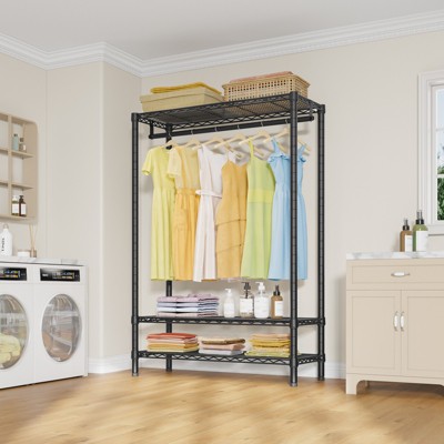 Black 3-Tier Wire Freestanding Closet System