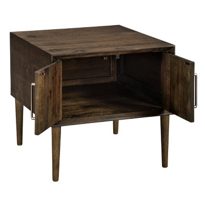 Modern Kisper Dark Brown Wood End Table with Storage