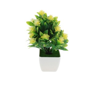 Unique Bargains Artificial Plants 17-Bud Square Pot Plum Blossom Arrangement Plastic 2.95"x2.95"x8.27" 1 Pcs - 1 of 4