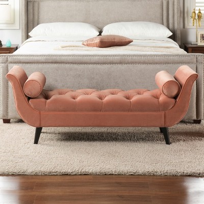 Zeus & Ruta 64.5 in.W Tufted Flared Arm Bed End Stool Entryway Bench