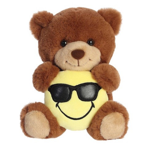 Aurora Small Shades Bear Smiley World Vibrant Stuffed Animal Brown