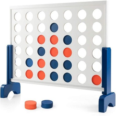Costzon Giant 4-in-a-Row Game, Wooden Four Connect Set with Coins & Carry Bag, Classic Indoor/Outdoor Game for Adults & Kids, Backyard Party Toy