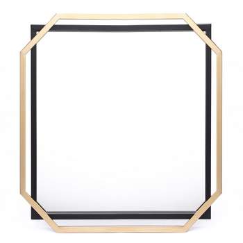 LuxenHome Gold and Black Metal Floating Frame Wall Accent Mirror Vanity Mirror