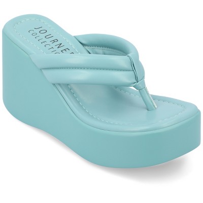 Journee Collection Womens Shareene Slip On Platform Wedge Sandals