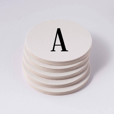 50ct 4" Personalized Lettering 'A' on Coasters White