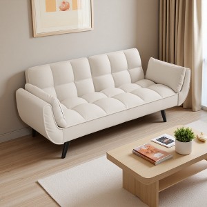 74" Velvet 2-Seater Sofa with 2 Armrests, Adjustable Backrest & Convertible Bed - 1 of 4