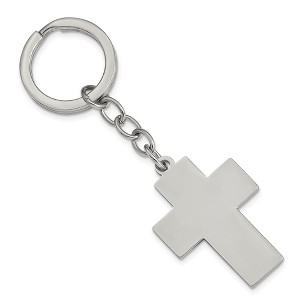 Black Bow Jewelry Engravable Polished Cross Key Chain in Stainless Steel - 1 of 4