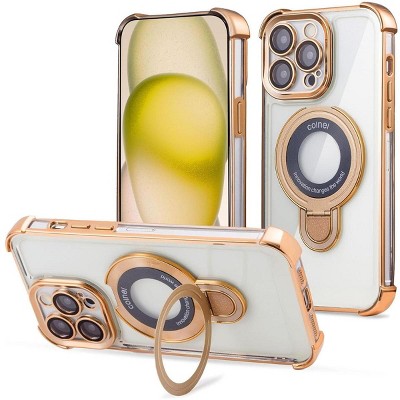 Entronix [Magnetic] Case Compatible with iPhone 14 Pro Max - [Clear Back] Luxury Glossy Gripstand