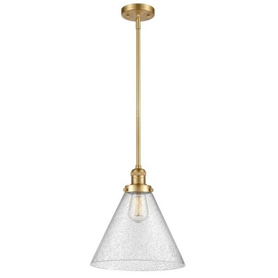 Cone - 1 Light Stem Hung Mini Pendant In Industrial Style-16 Inches Tall and 12 Inches Wide